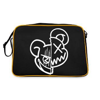 Benommener Teddybär - Retro Tasche - Schwarz/Gold - Hinten