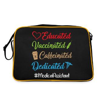 Gebildet, geimpft, koffeinhaltig, engagiert, medizinisch - Retro Tasche - Schwarz/Gold - Hinten