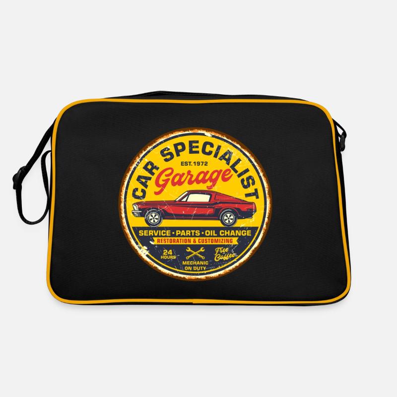 Autogarage retro - Retro Tasche - Schwarz/Gold