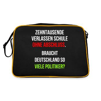 Ohne Schulabschluss Politiker Politik - Retro Tasche - Schwarz/Gold - Hinten