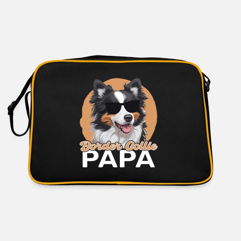 Border Collie Papa - Retro Bag - black/gold