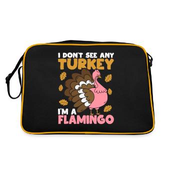 Ich sehe keinen Truthahn Ich bin ein Flamingo-Rosa - Retro Tasche - Schwarz/Gold - Hinten