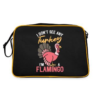 Ich sehe keinen Truthahn Ich bin ein Flamingo-Rosa - Retro Tasche - Schwarz/Gold - Hinten