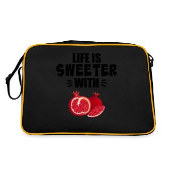 Mit Granatapfel ist das Leben süßer - Retro Tasche - Schwarz/Gold - Hinten