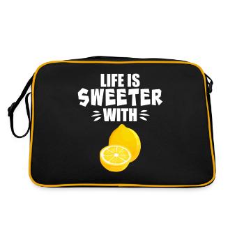 Mit Zitrone ist das Leben süßer - Retro Tasche - Schwarz/Gold - Hinten