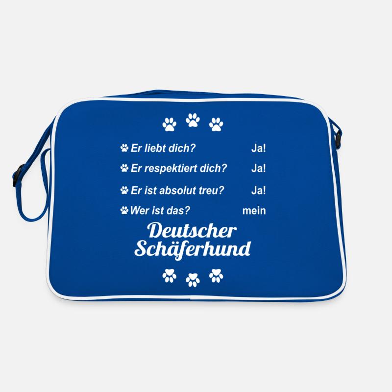 Er liebt Dich. Wer ist das? Deutscher Schäferhund Retro Tasche
