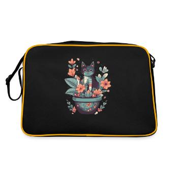 Chat en pot de fleurs avec des fleurs - Sac Retro - noir/or - Dos