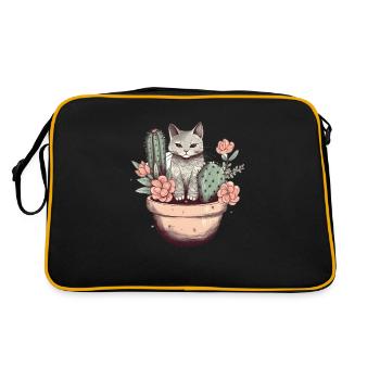 Chat en pot de fleurs avec cactus et fleurs - Sac Retro - noir/or - Dos
