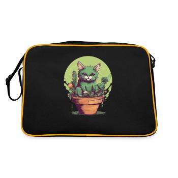 Chat vert en pot avec des plantes vertes - Sac Retro - noir/or - Dos
