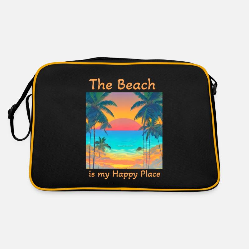 La plage est mon endroit heureux - Sac Retro - noir/or