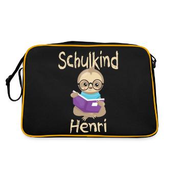 Schulkind Henri Faultier - Retro Tasche - Schwarz/Gold - Hinten