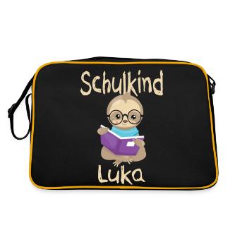 Schulkind Luka Faultier - Retro Tasche - Schwarz/Gold - Hinten
