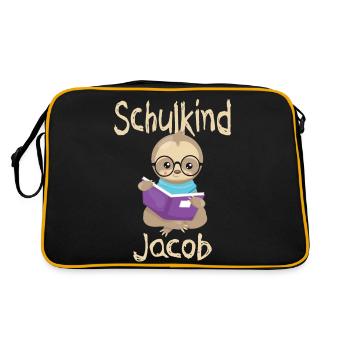 Schulkind Jacob Faultier - Retro Tasche - Schwarz/Gold - Hinten