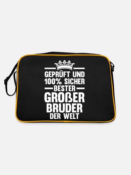 Bester Großer Bruder Der Welt - Retro Tasche - Schwarz/Gold - Hinten