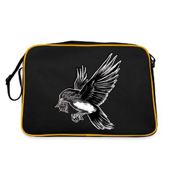 OISEAUX VOLANT PARTOUT PORTANT DES CHOSES DANS LEUR SERREMENT - Sac Retro - noir/or - Dos