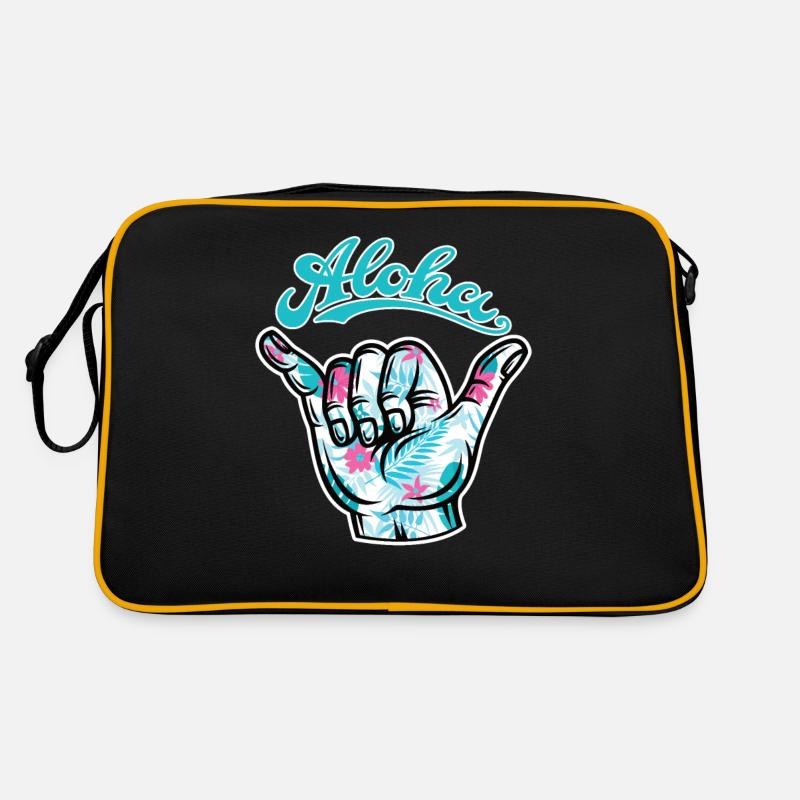 1 Aloha Shaka - Retro Tasche - Schwarz/Gold
