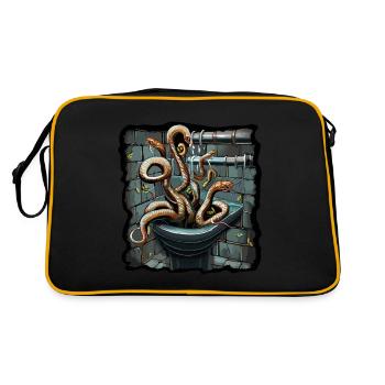 SNAKES COMING UP THROUGH SEWER PIPES - Retro Bag - black/gold - Back
