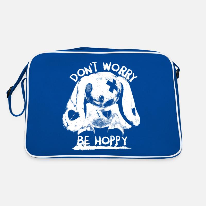 Dont Worry Be Hoppy Monster Bunny Rabbit Saying Retro Bag