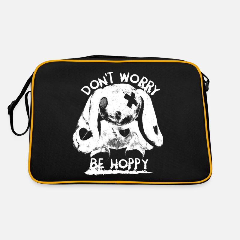 Dont Worry Be Hoppy Monster Bunny Rabbit Saying Retro Bag