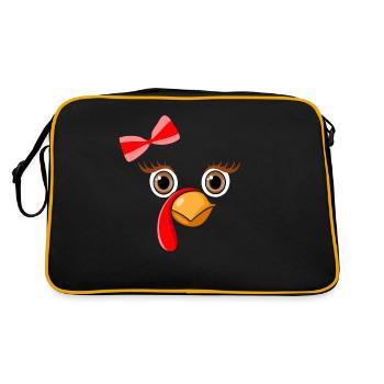 Mignon dinde Face Bow drôle Merci - Sac Retro - noir/or - Dos