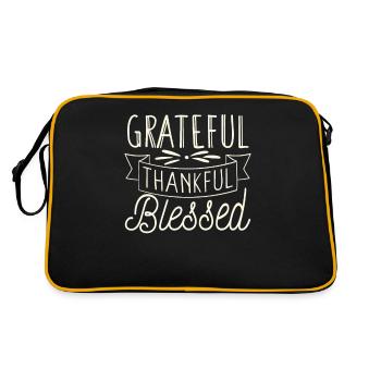 Dankbar Dankbar Gesegnet Lustig Thanksgiving Passe - Retro Tasche - Schwarz/Gold - Hinten