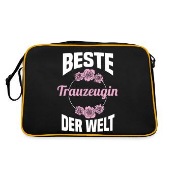 Hochzeit Junggesellenabschied Trauzeugin - Retro Tasche - Schwarz/Gold - Hinten
