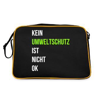 Kein Umweltschutz ist nicht ok - Retro Tasche - Schwarz/Gold - Hinten