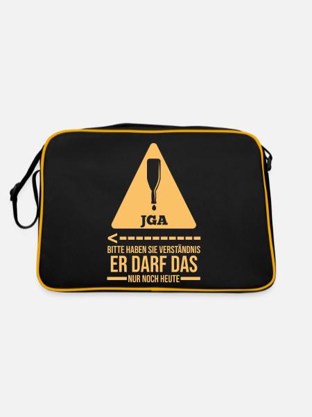 Bräutigam Hochzeit Heiraten Junggesellenabschied - Retro Tasche - Schwarz/Gold