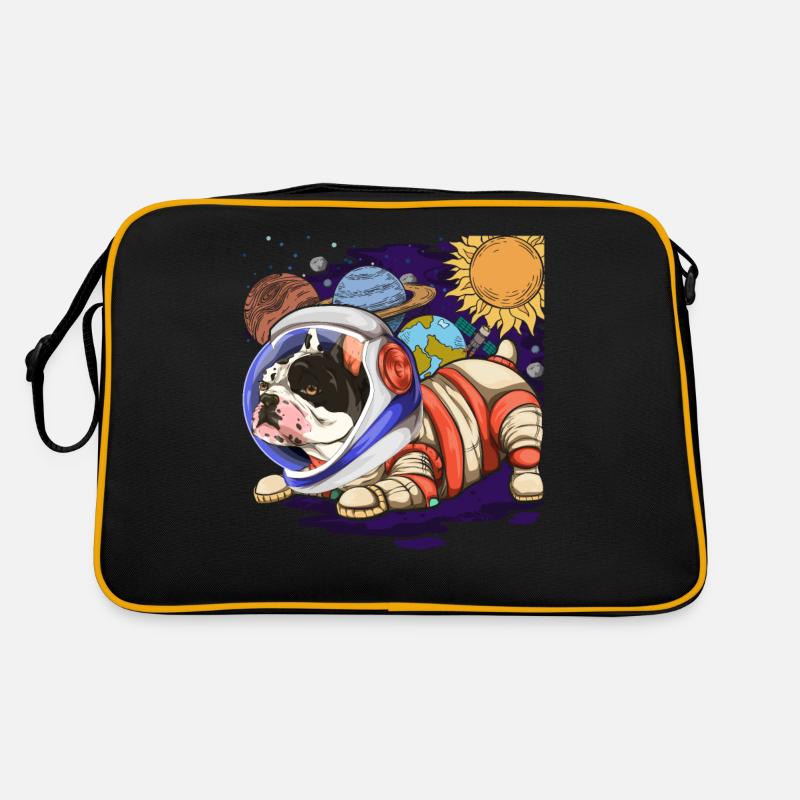 Universum Hunde Geschenk Astronaut Bulldogge Retro Tasche