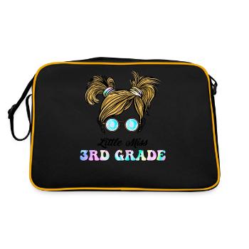 Messy Bun Tie Dye Little Miss Third 3rd Grade - Retro Bag - black/gold - Back