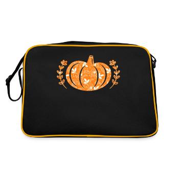 Pumpkin Lace Halloween Fall Thanksgiving Day - Retro Bag - black/gold - Back