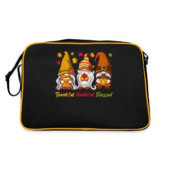 Dankbar Dankbar Gesegnet Lustig Thanksgiving - Retro Tasche - Schwarz/Gold - Hinten
