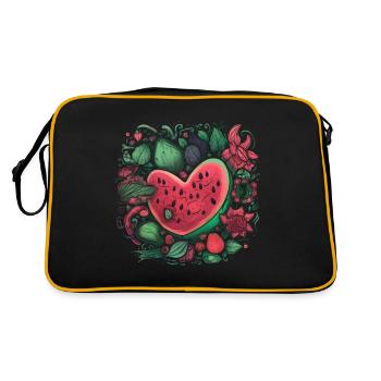 Watermelon Fruitarian Strawberries Lover Heart - Retro Bag - black/gold - Back