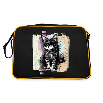 Chat avec des lunettes de soleil - Sac Retro - noir/or - Dos