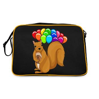 Ballon Wald Tier Geschenk Nagetier Eichhörnchen - Retro Tasche - Schwarz/Gold - Hinten
