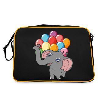 Afrika Tier Geschenk Niedliches Ballon Elefant - Retro Tasche - Schwarz/Gold - Hinten