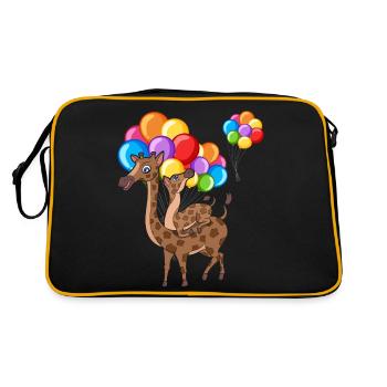 Afrika Tier Geschenk Niedliches Ballon Giraffe - Retro Tasche - Schwarz/Gold - Hinten