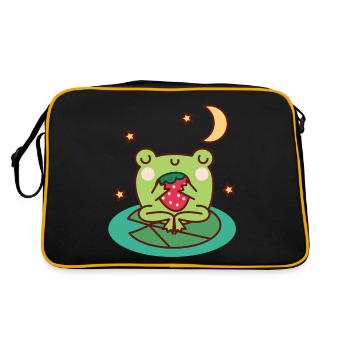 Frog with Strawberry on Lily Pad - Retro Bag - black/gold - Back