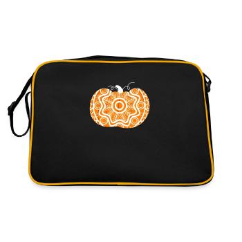 Kürbisspitze Halloween Erntedank Herbst Herbst - Retro Tasche - Schwarz/Gold - Hinten