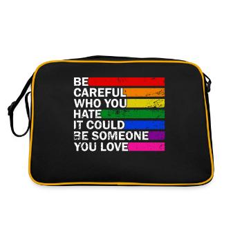 Lgbtq-stolz-monat Sei Vorsichtig, Wen Du Hasst - Retro Tasche - Schwarz/Gold - Hinten