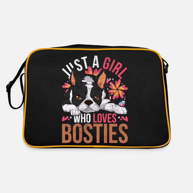 Nur ein Mädchen das Bosties liebt Boston Terrier Retro Tasche