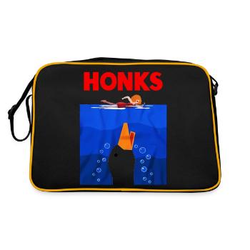 Honk Jaws Funny Goose Duck - Retro Bag - black/gold - Back