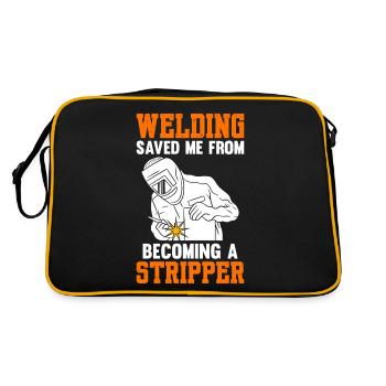 Welding Saved Me From Becoming A Stripper Welder - Retro Bag - black/gold - Back