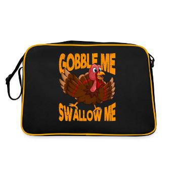 Gobble Me Swallow Me Funny Thanksgiving Dinner - Retro Bag - black/gold - Back