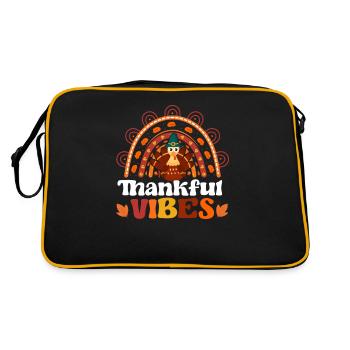 Thankful Vibes Funny Thanksgiving Dinner - Retro Bag - black/gold - Back