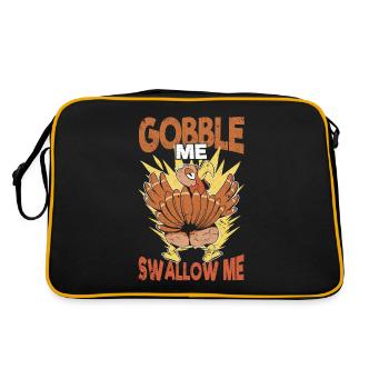 Gobble Me Swallow Me Funny Thanksgiving Dinner - Retro Bag - black/gold - Back