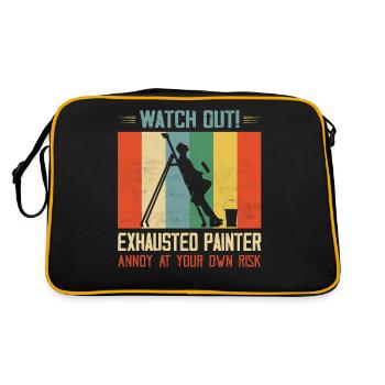 Watch Out! Exhausted Painter Annoy At Your Own Ris - Retro Bag - black/gold - Back
