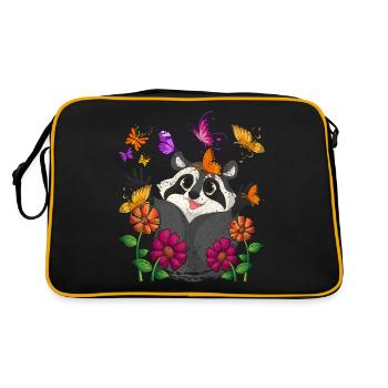 Forest Animal Gift Mignon papillon raton laveur - Sac Retro - noir/or - Dos