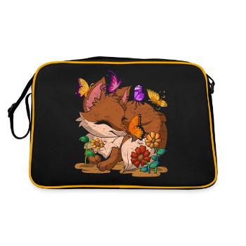 Fleurs Forest Animal Gift Butterfly Fox - Sac Retro - noir/or - Dos