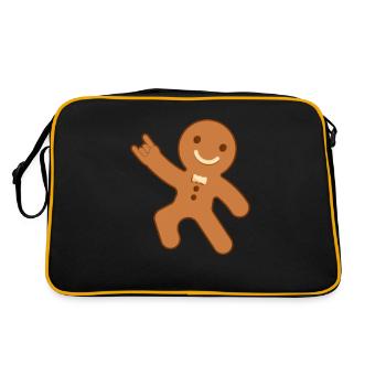 Gingerbread Man Drôle de Heavy Metal Christmas Rock - Sac Retro - noir/or - Dos